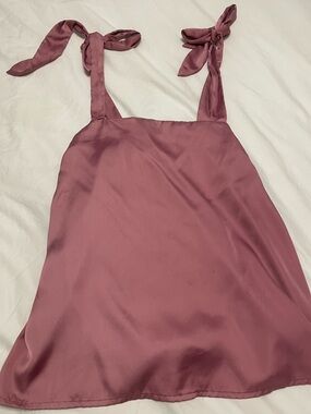 Pink Satin Tie-Strap PJ Set